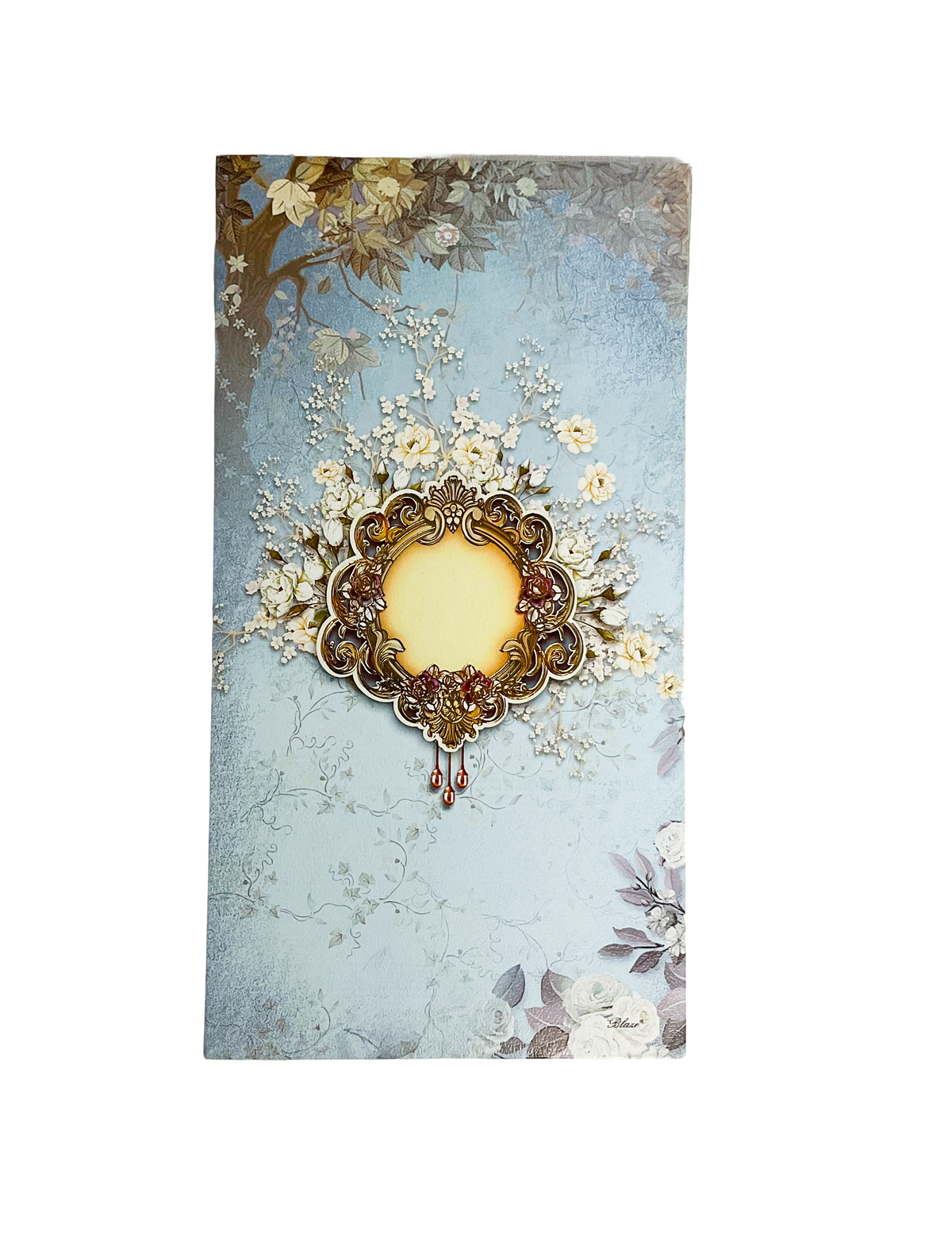 Elegant Blue Floral Wedding Invitation Card - PM-052