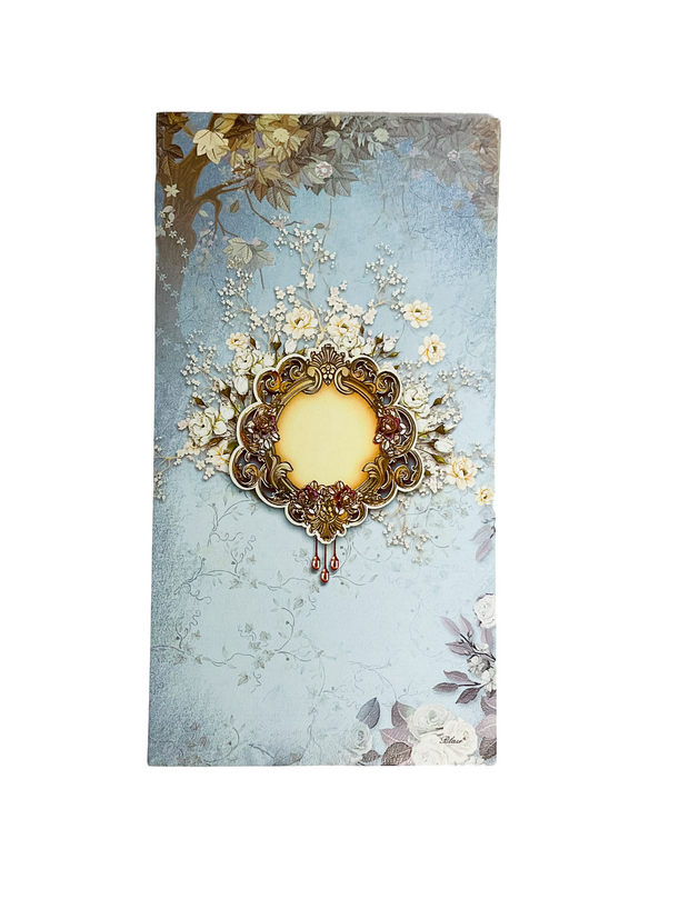 Elegant Blue Floral Wedding Invitation Card - PM-052