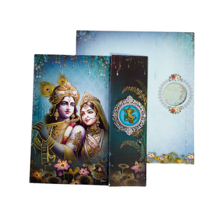 Radha Krishna & Ganesha Traditional Hindu Wedding Card - T-003